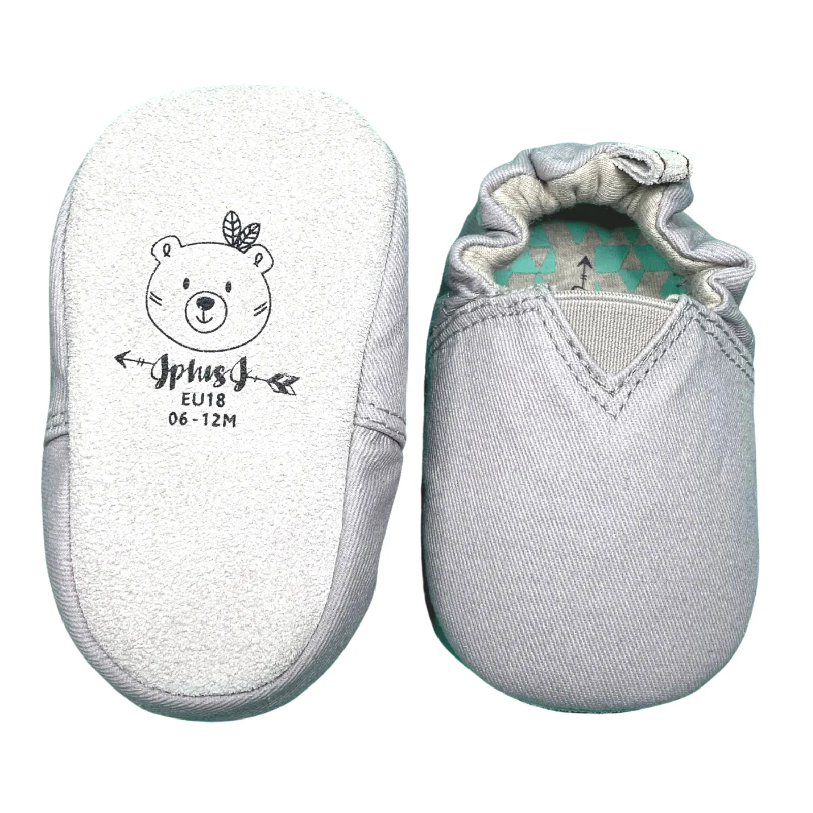 JplusJ Grey Organic Baby Shoes 淺灰有機棉學步鞋