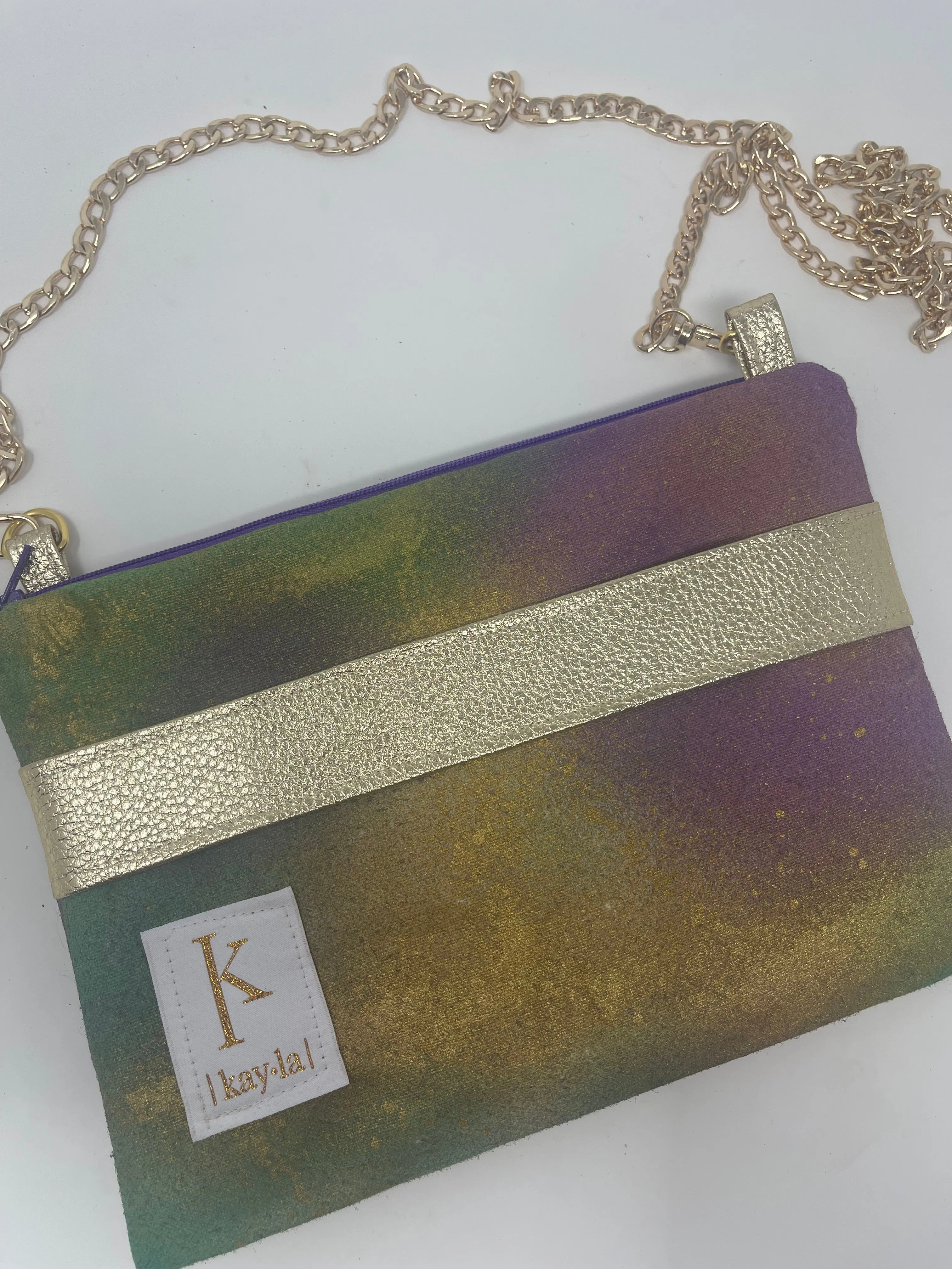 Kayla Clutch- Mardi Gras hand painted crossbody