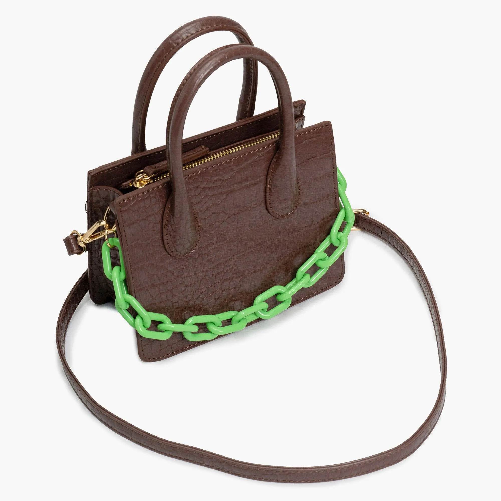 Kenzie Chain Vegan Croc Crossbody Bag