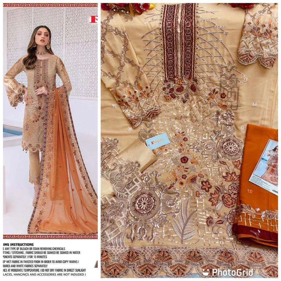 LIGHT BROWN DESIGNER PAKISTANI PARTY WEAR SUIT