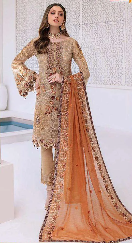 LIGHT BROWN DESIGNER PAKISTANI PARTY WEAR SUIT