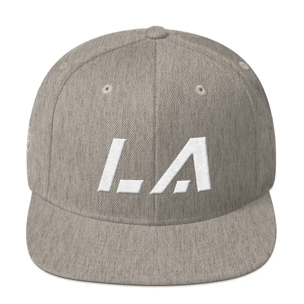 Louisiana - Flat Brim Hat - White Embroidery - LA - Many Hat Color Options Available