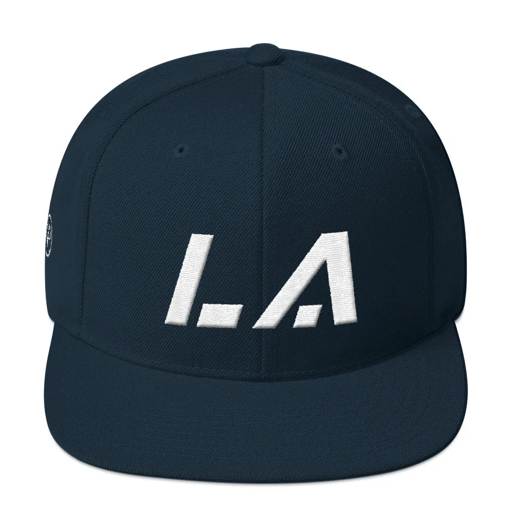 Louisiana - Flat Brim Hat - White Embroidery - LA - Many Hat Color Options Available