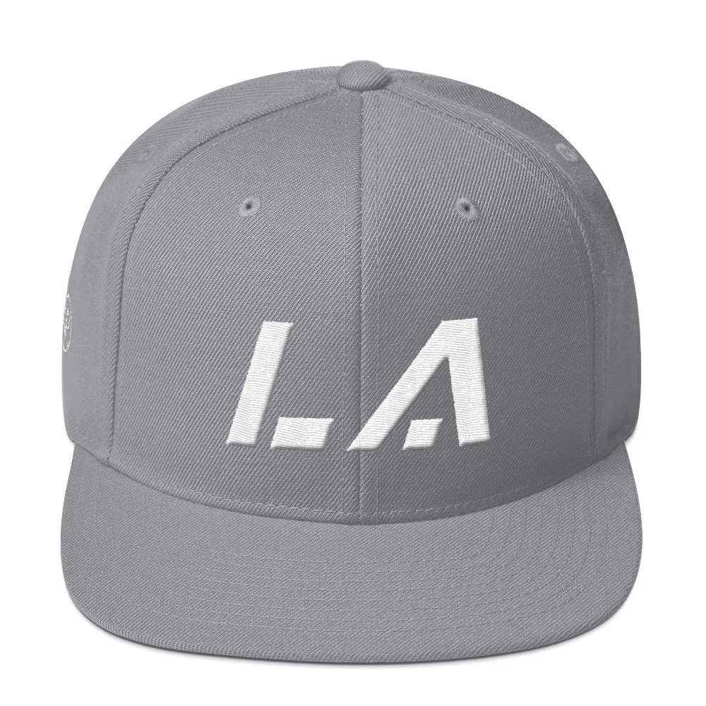 Louisiana - Flat Brim Hat - White Embroidery - LA - Many Hat Color Options Available