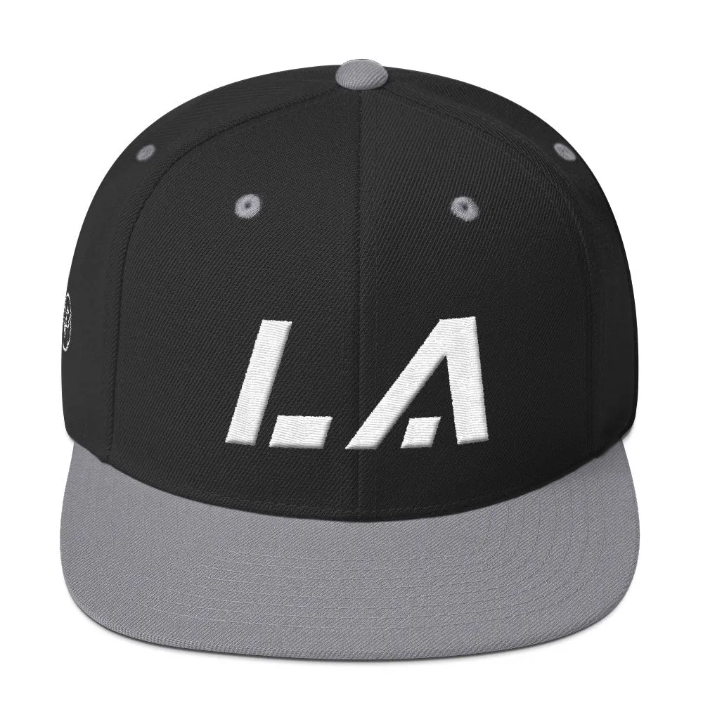 Louisiana - Flat Brim Hat - White Embroidery - LA - Many Hat Color Options Available