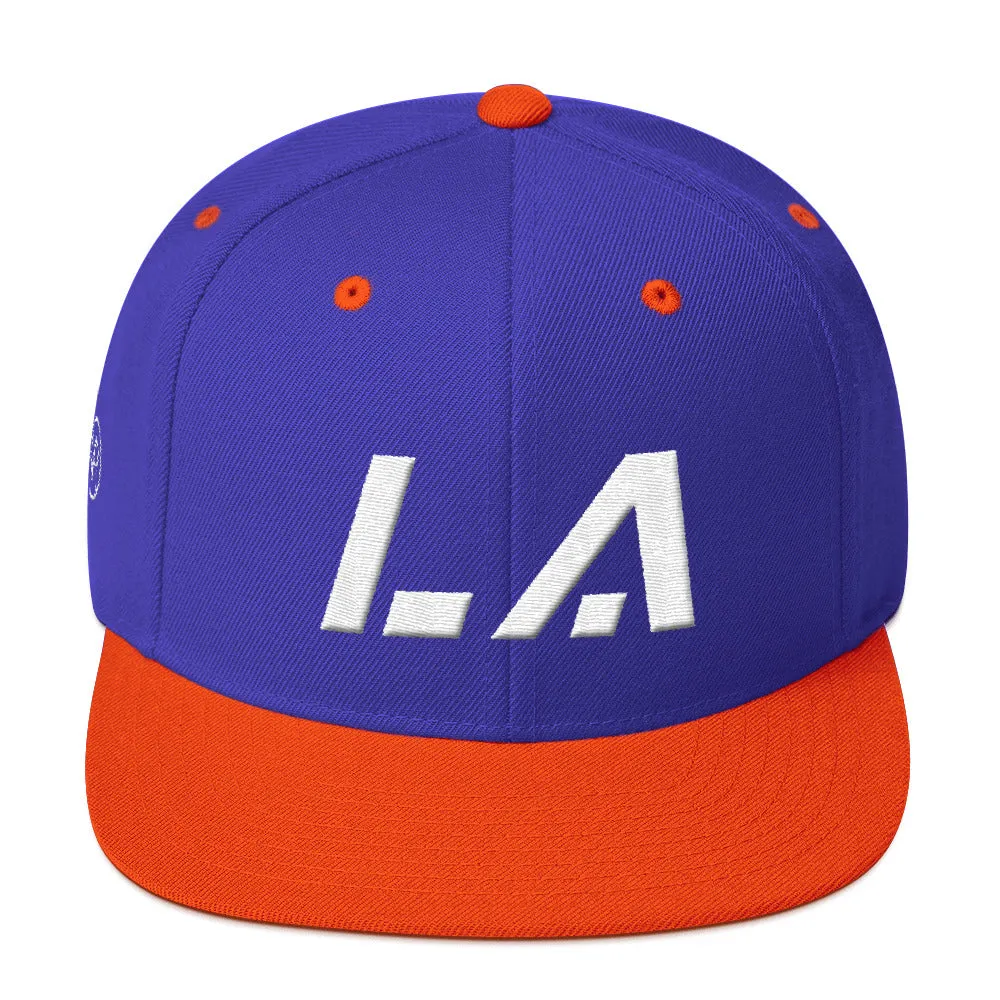 Louisiana - Flat Brim Hat - White Embroidery - LA - Many Hat Color Options Available