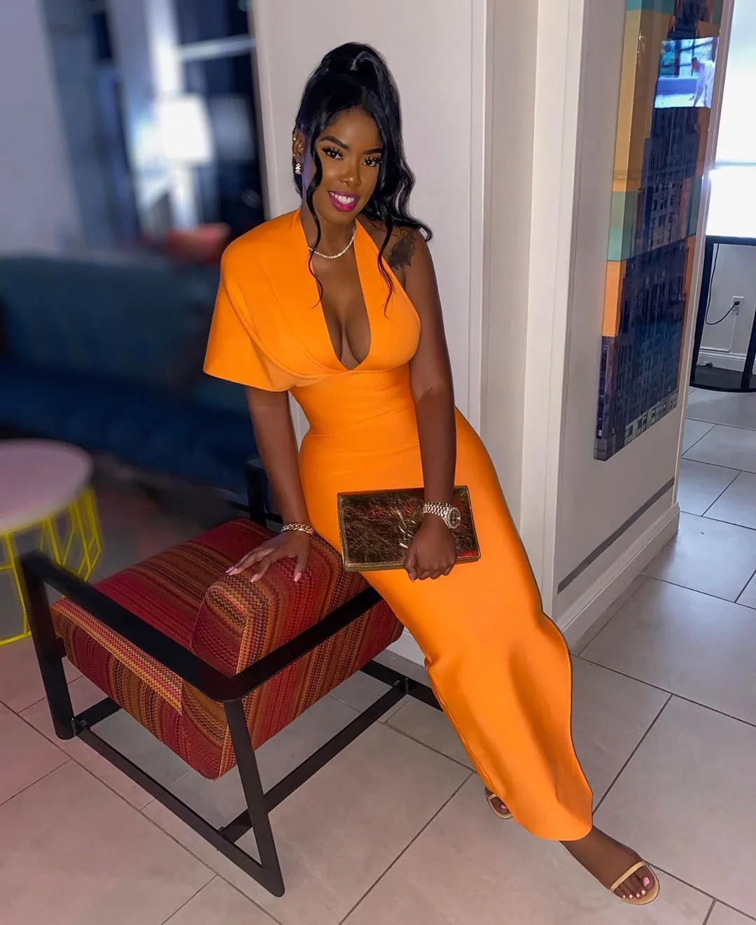 Lucia Orange Bandage Maxi Dress