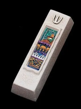 Mezuzah Made in Jerusalem Cast Stone By Shulamit Kanter Art Design #44