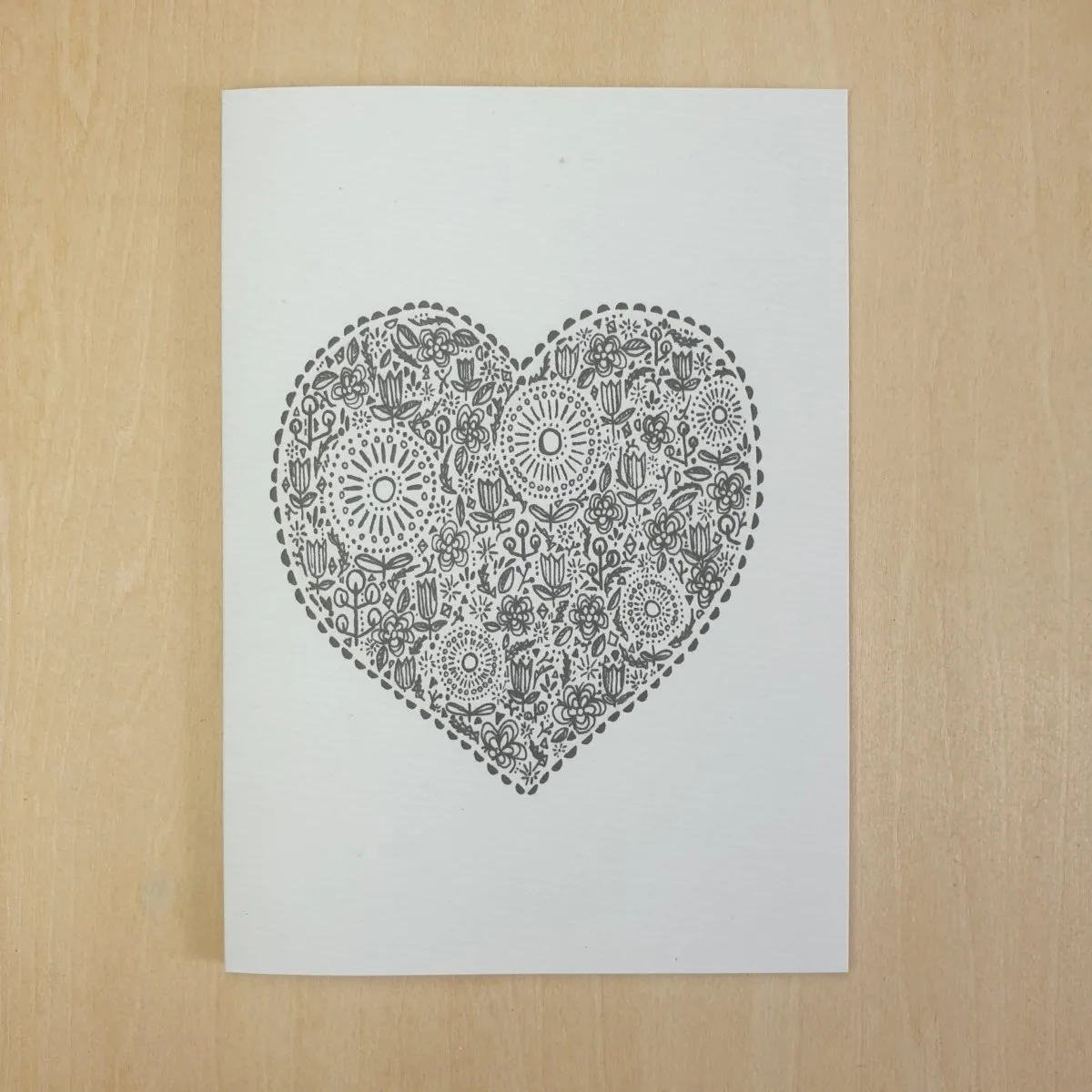 Monochrome Heart Illustrated Greeting Card | Kerrie Knuckey Art