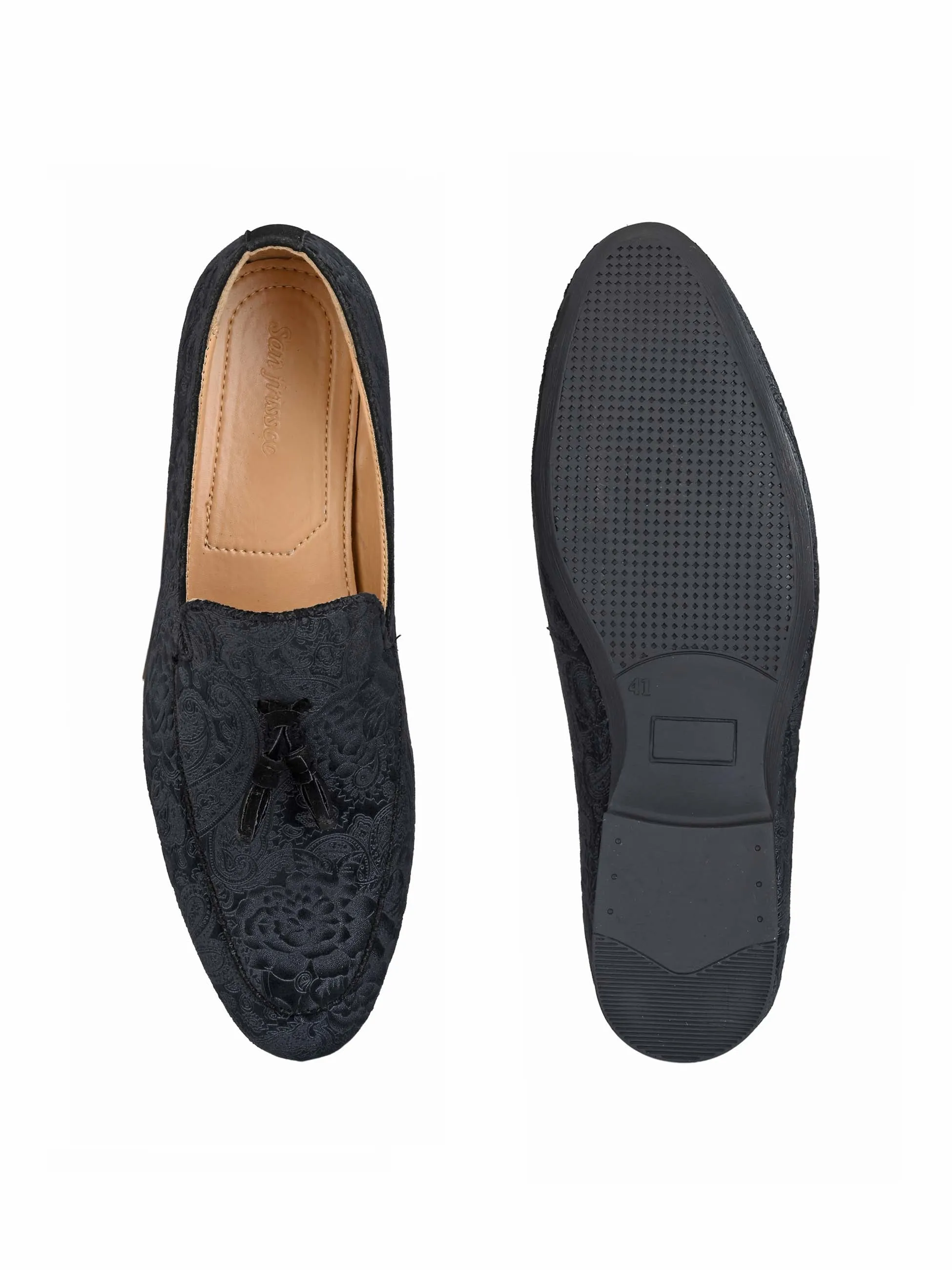 Paisley Print Black Loafers