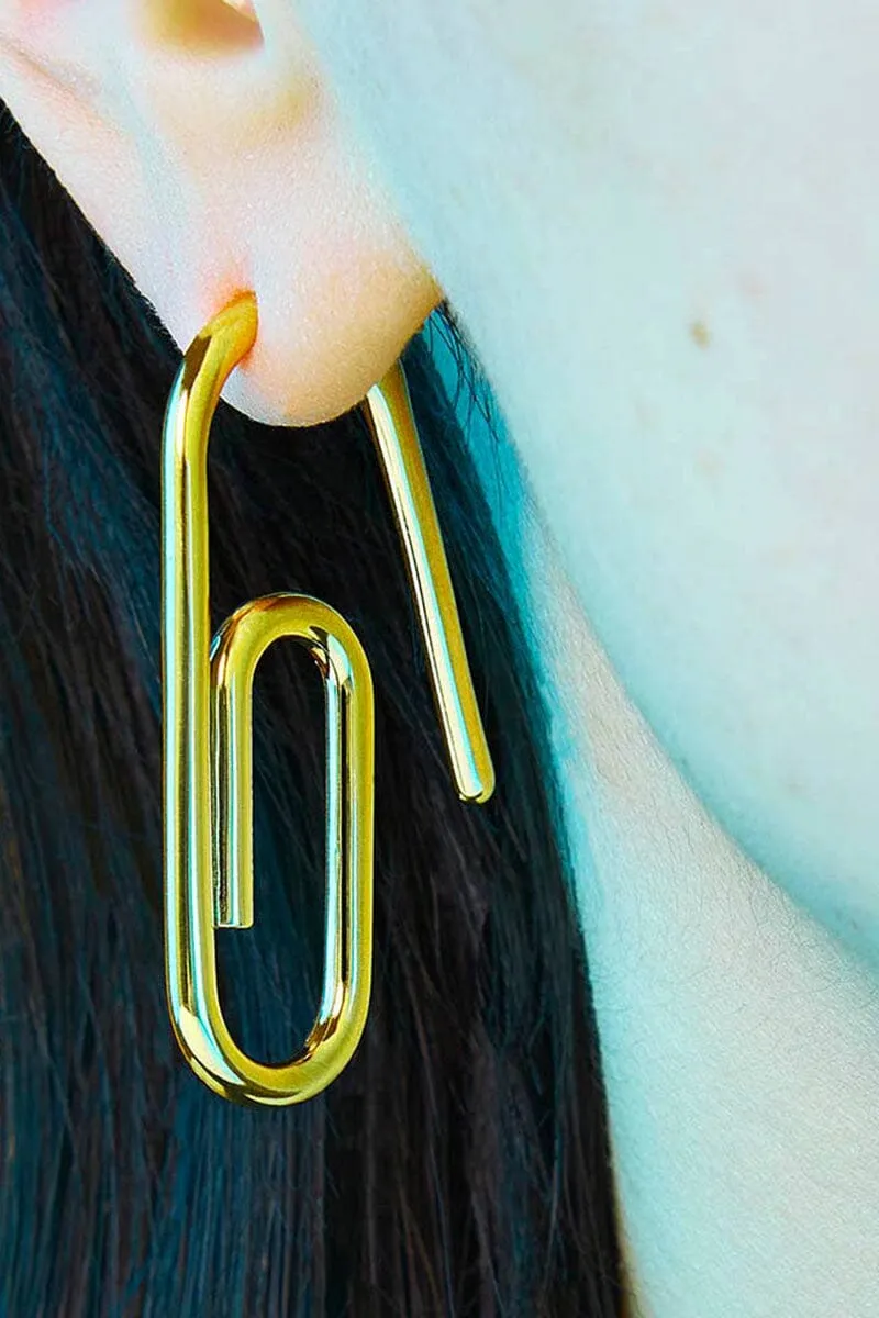 Paper Clip Earring - Gold