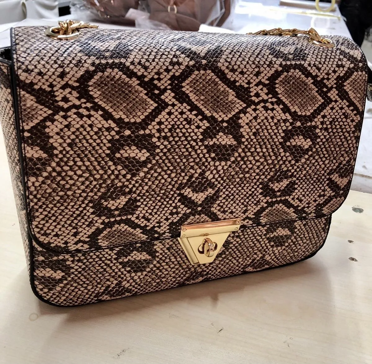 Paris Snake Skin Effect Shoulder Bag