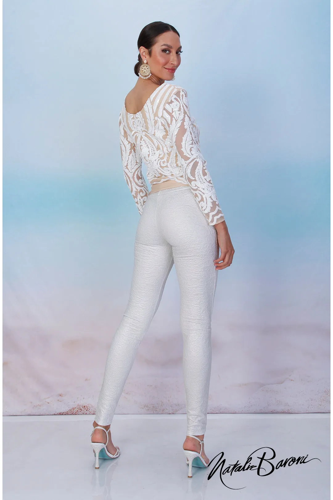 Pearl White Sequin Top - La Scala