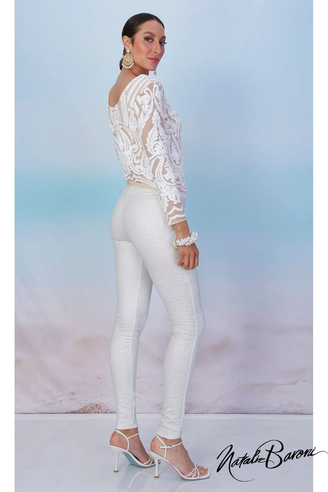 Pearl White Sequin Top - La Scala