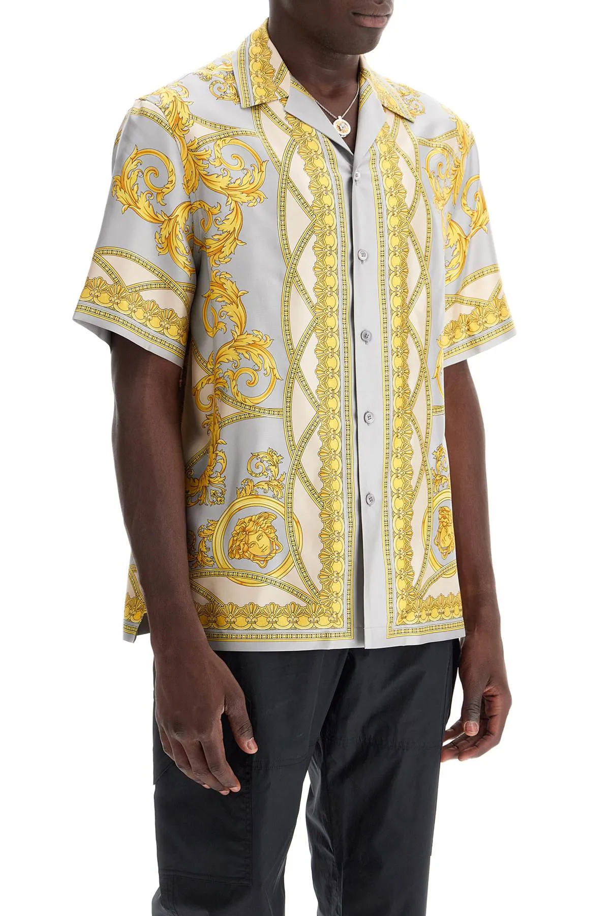 'printed Silk Bowling Shirt From The Gods' Collection