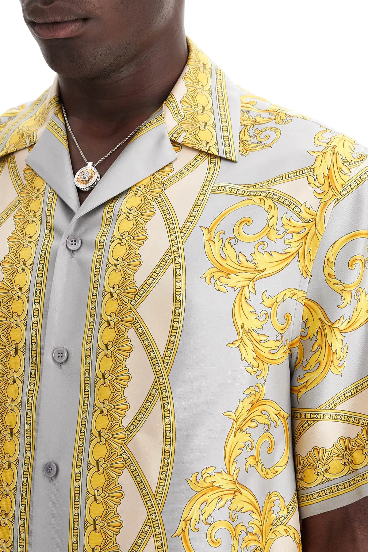 'printed Silk Bowling Shirt From The Gods' Collection