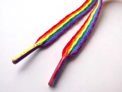 Rainbow Laces Gay Pride Multi Coloured Flat 10mm Shoes Trainers Shoelaces LGBTQ