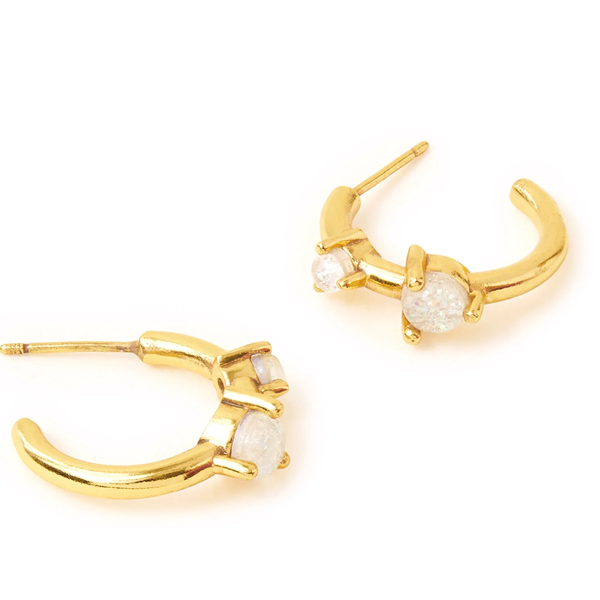 Real Gold-Plated Faux Opal Chunky Hoops