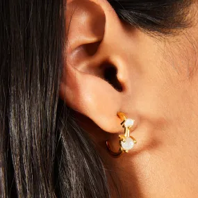 Real Gold-Plated Faux Opal Chunky Hoops