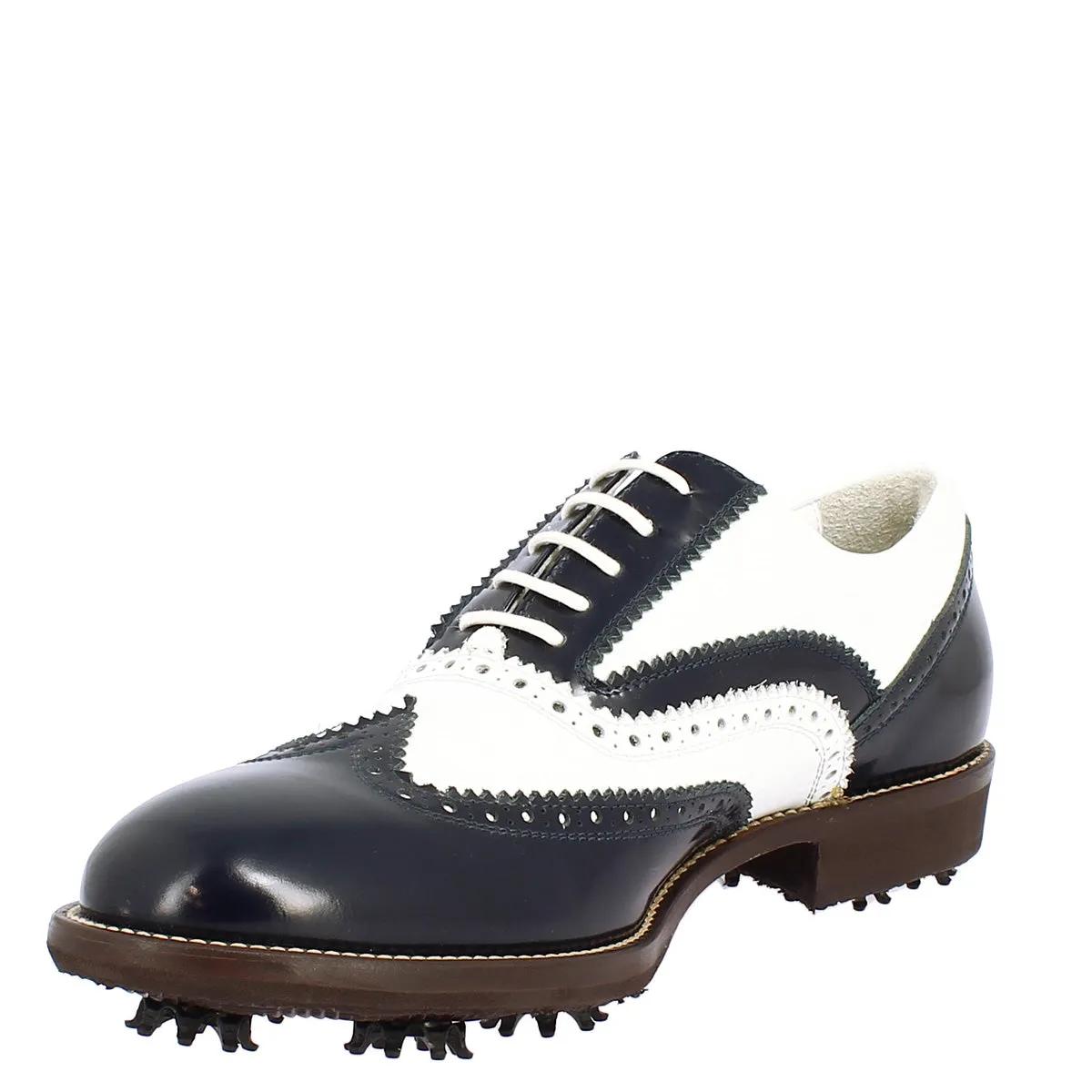 Scarpe da golf donna bicolore bianco e blu in pelle