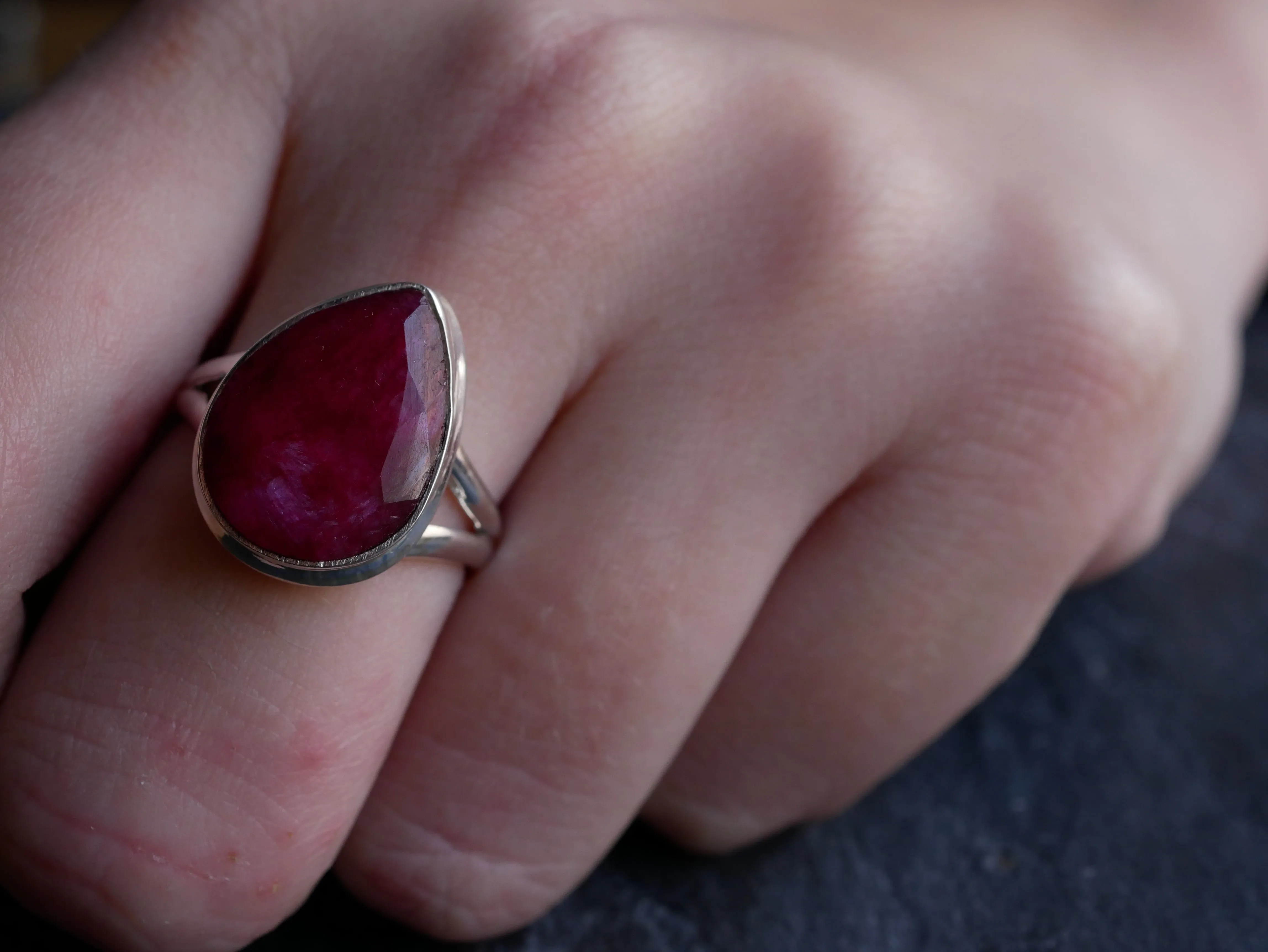 Semi-precious Ruby Ariel Ring