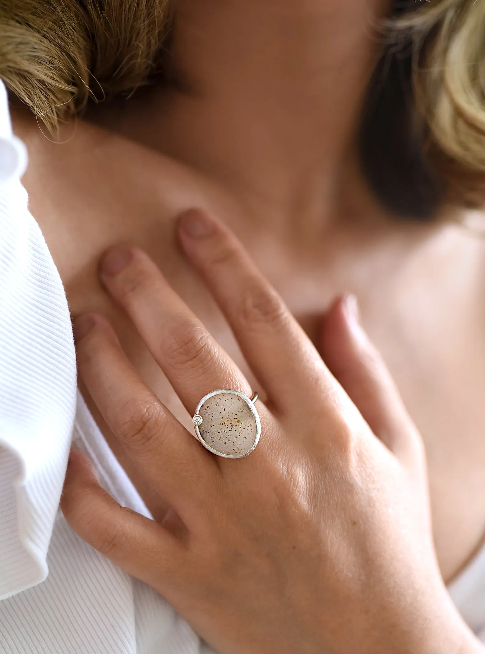 Shining Druzy Egg Shape  Ring