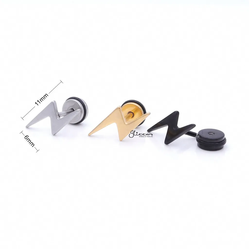 Stainless Steel Lightning Bolt Fake Plug - Black