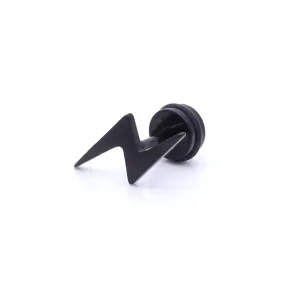 Stainless Steel Lightning Bolt Fake Plug - Black