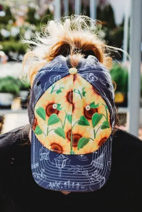 Sunflower Garden Messy Bun Ponytail Hat