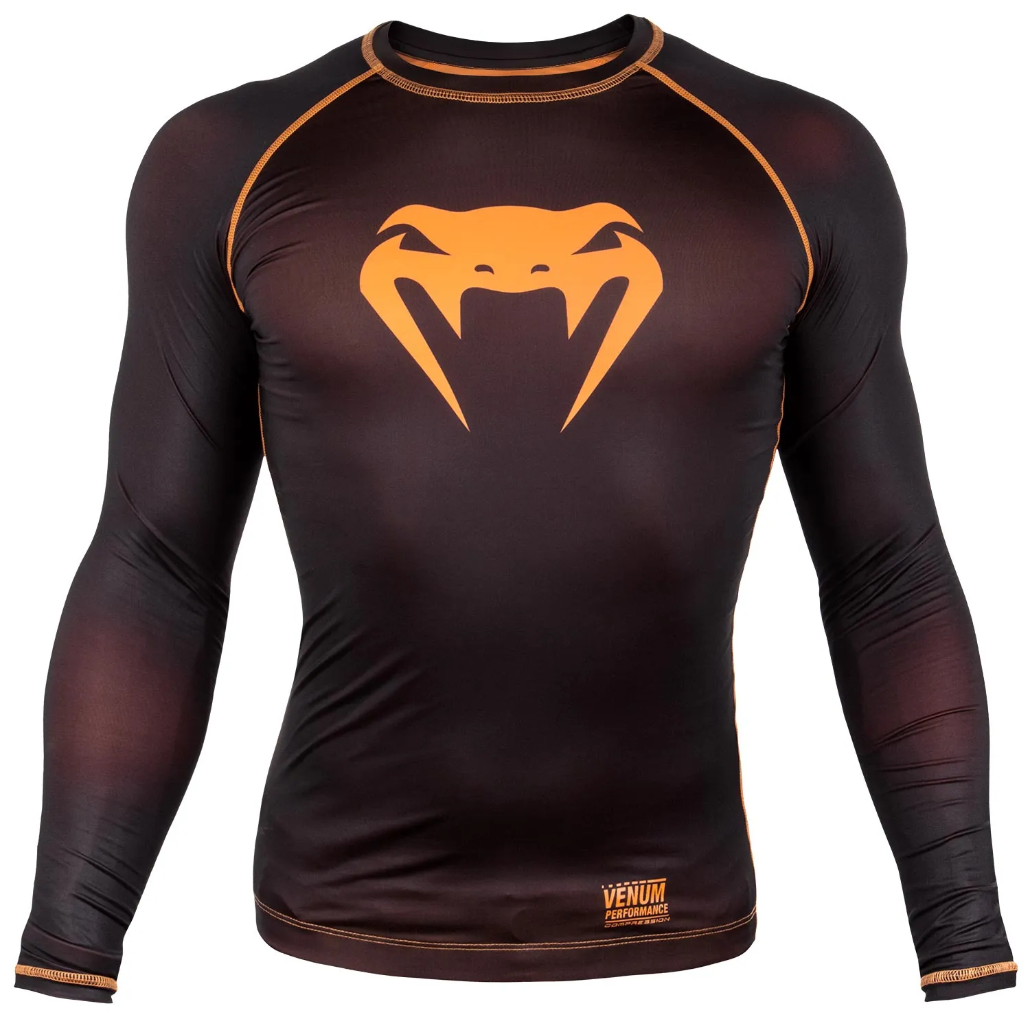 Venum Contender 3.0 Compression T-shirt - Long Sleeves - Black/Neo Orange