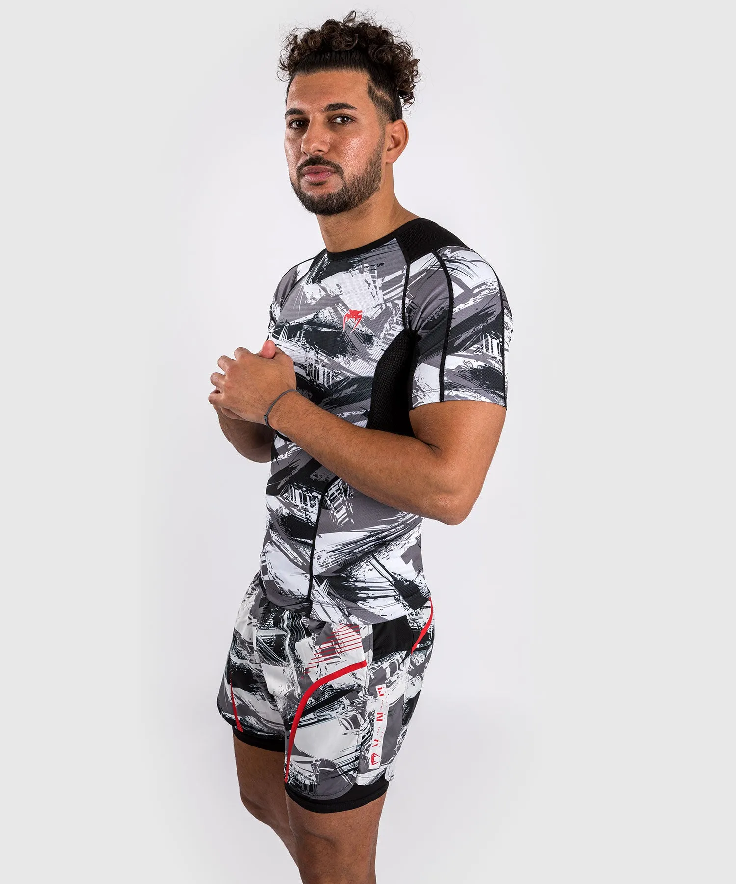 Venum Electron 3.0 Short Sleeve Rashguard - Grey/Red