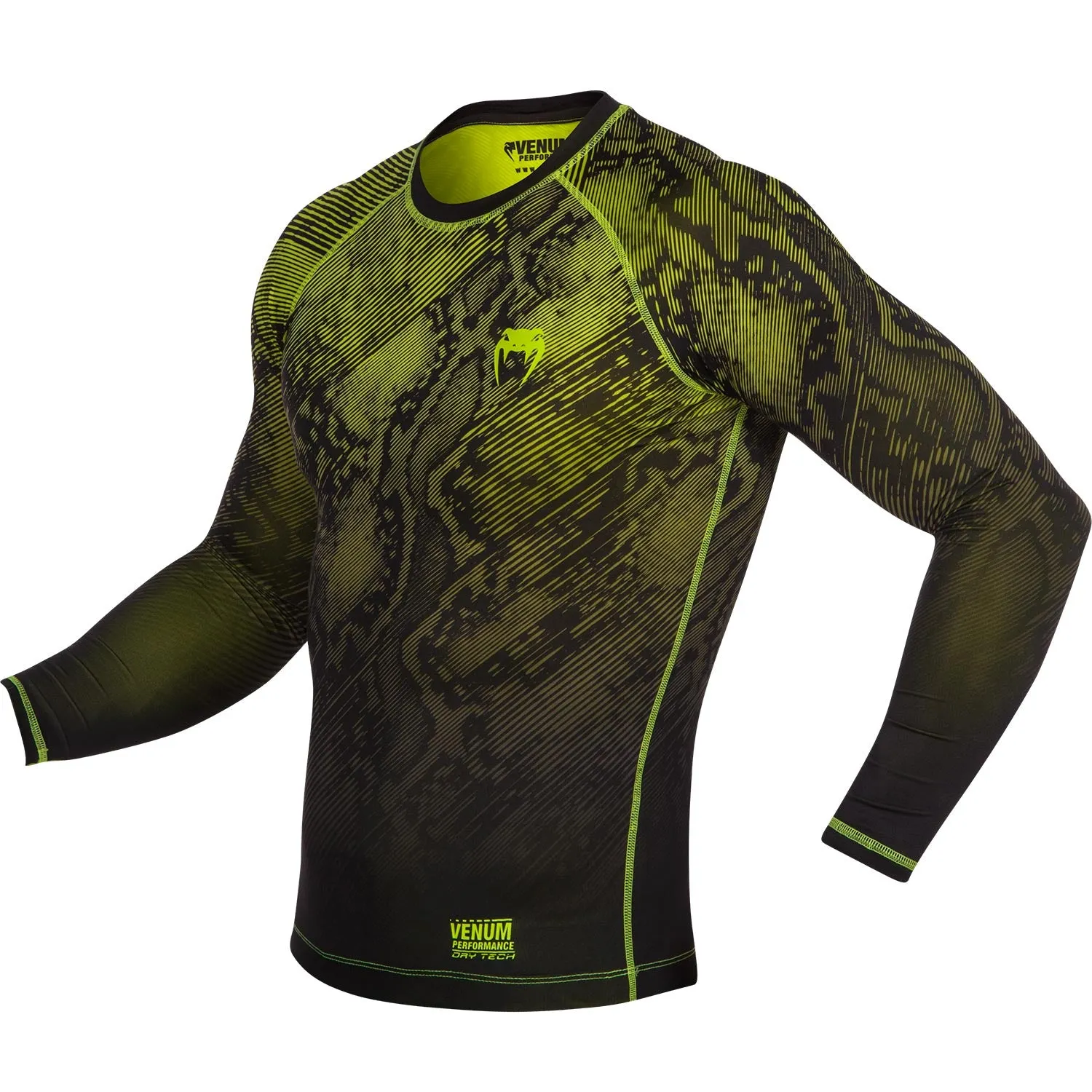 Venum Fusion Compression T-shirt - Long Sleeves - Black/Yellow