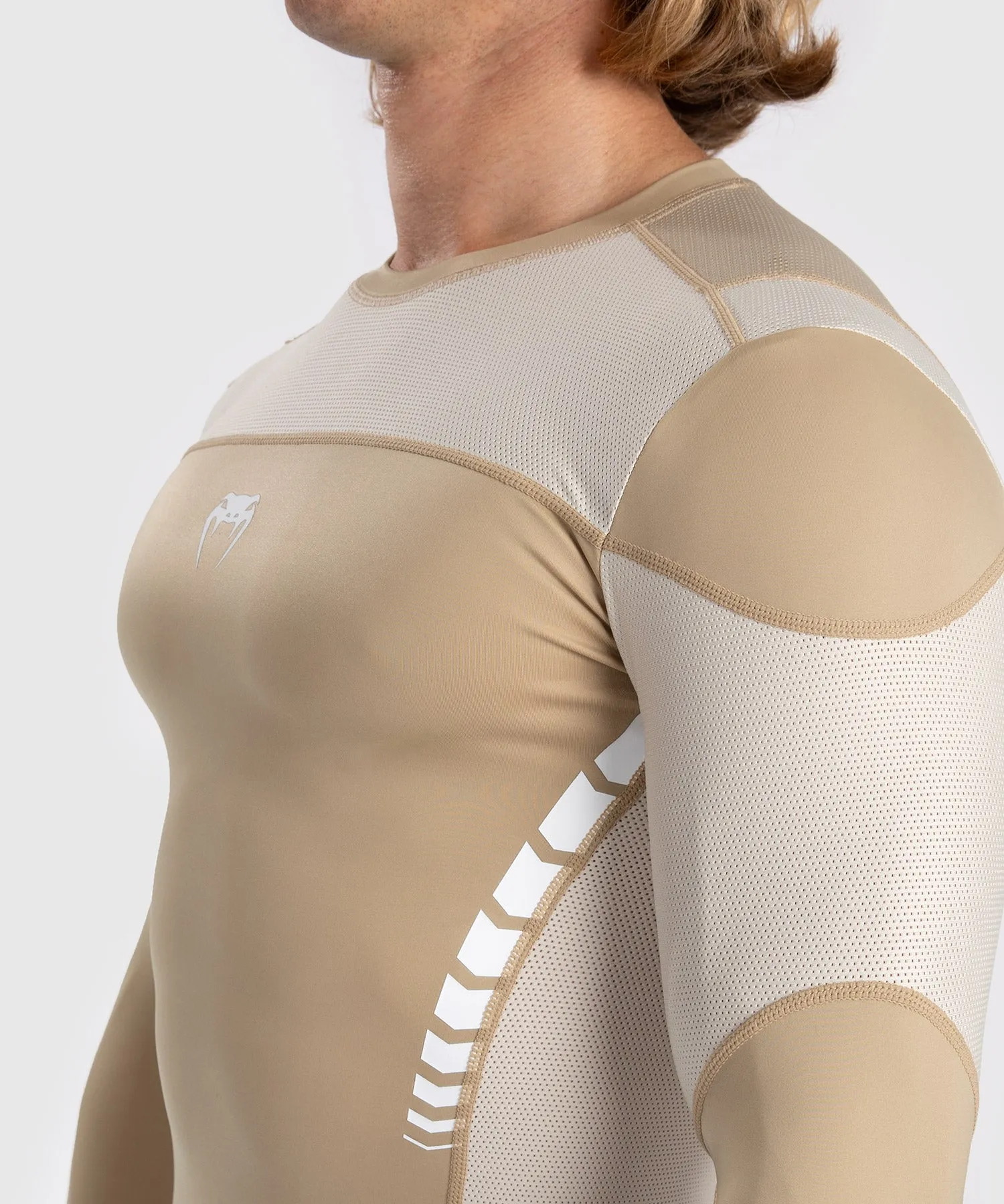 Venum Tempest Men's Long Sleeve Rashguard - Beige/Sand