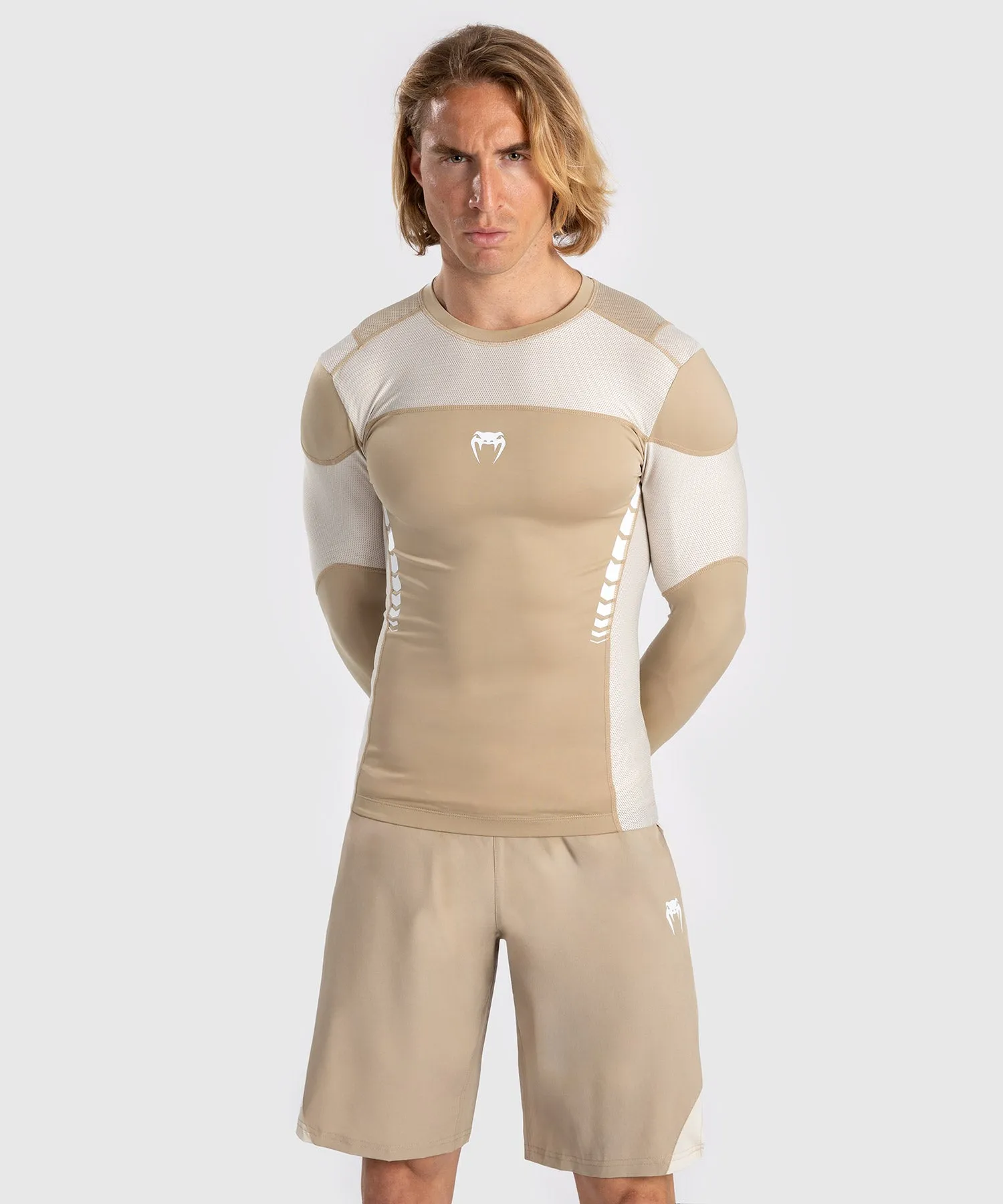 Venum Tempest Men's Long Sleeve Rashguard - Beige/Sand